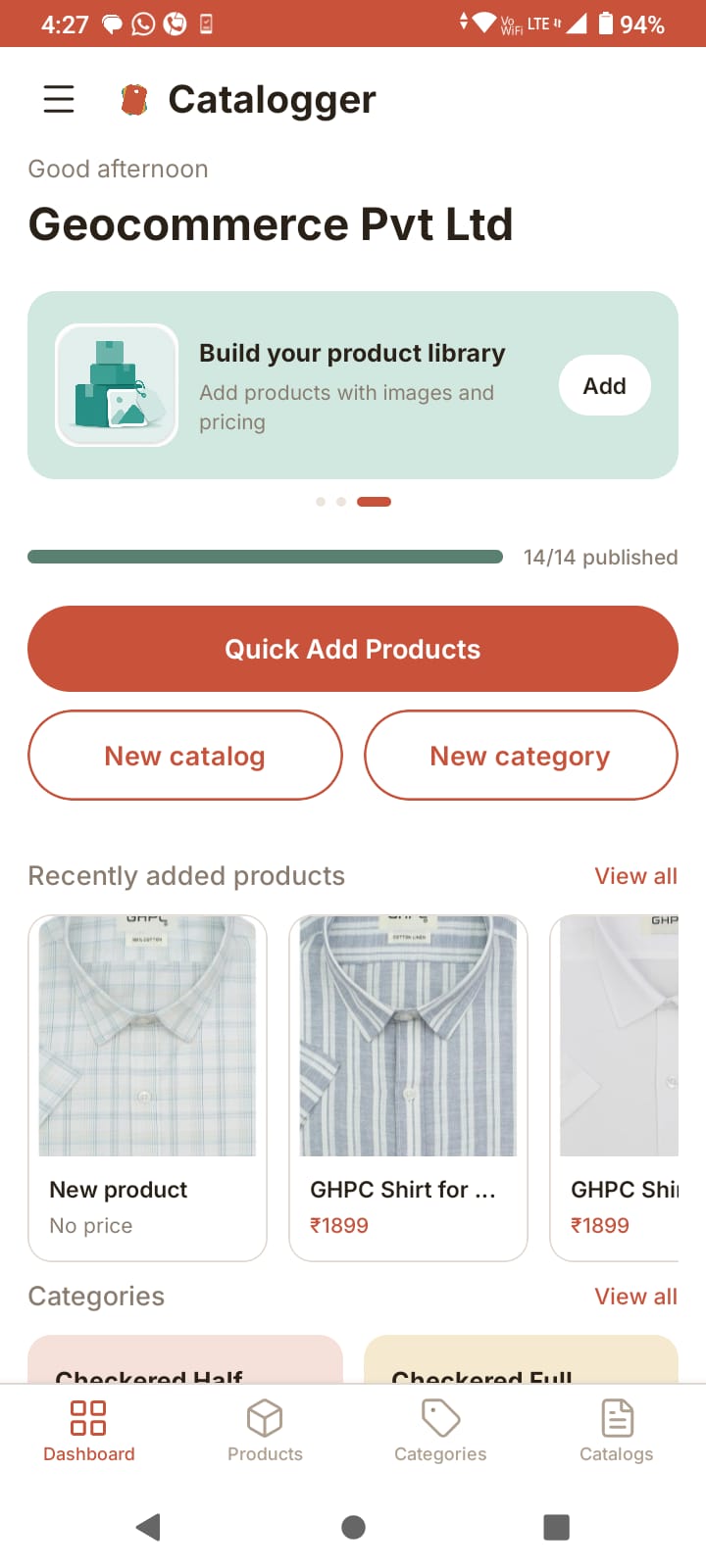 Dashboard — your product library at a glance