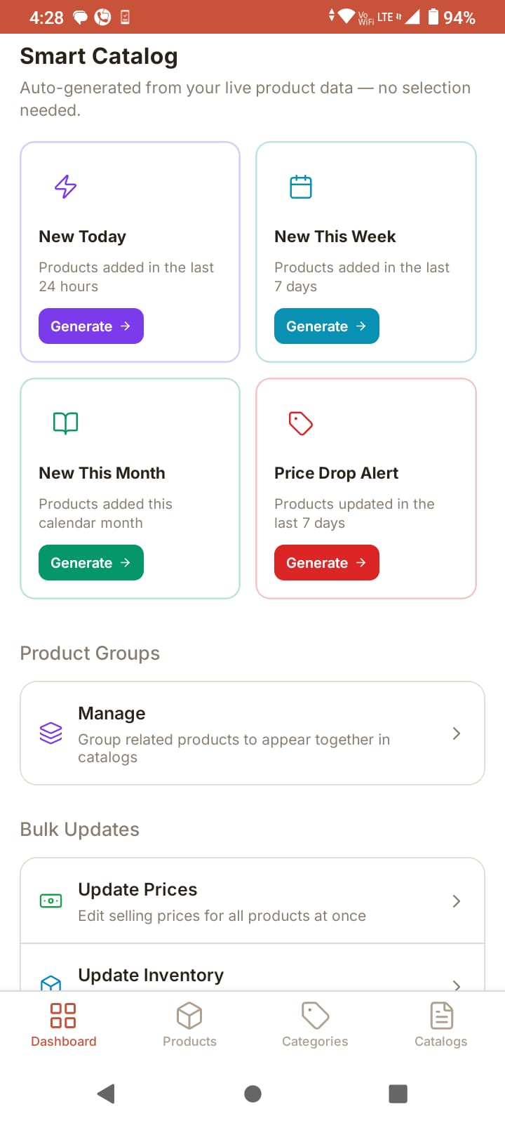 Smart Catalog — auto-generated catalogue views